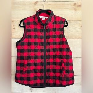 Coldwater Creek Buffalo Plaid Quilted Vest Sz PM